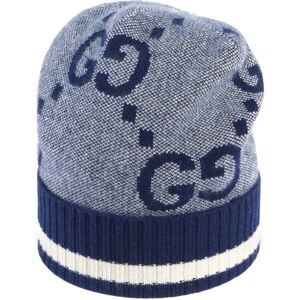 Gucci , Blue Knitted Beanie with GG Pattern ,Blue male, Sizes: M