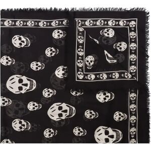 Alexander McQueen , Black Skull Print Silk Blend Scarf ,Black male, Sizes: ONE SIZE