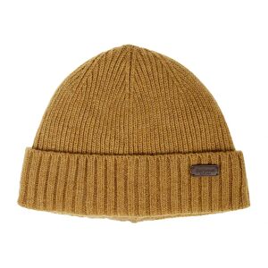 Barbour , Ribbed Cotton Beanie with Logo Detail ,Beige male, Sizes: ONE SIZE