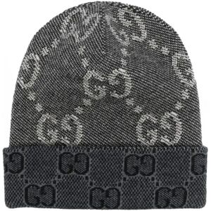 Gucci , GG Supreme logo-print beanie ,Gray female, Sizes: L