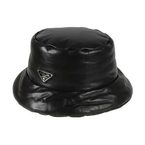 Prada , Leather Logo Hat for Women ,Black unisex, Sizes: S