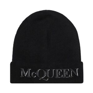 Alexander McQueen , Black Ribbed Beanie Hat Aw22 ,Black male, Sizes: M, L, ONE SIZE, S