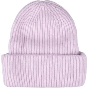 Fedeli , Cashmere Ribbed Beanie in Petunia ,Pink female, Sizes: ONE SIZE