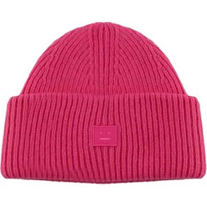 Acne Studios , Chunky Ribbed Wool Hats ,Pink unisex, Sizes: ONE SIZE