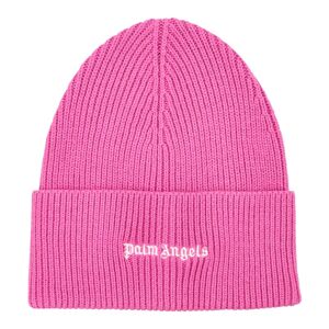 Palm Angels , Classic Logo Ribbed Beanie in Fuchsia ,Pink male, Sizes: ONE SIZE