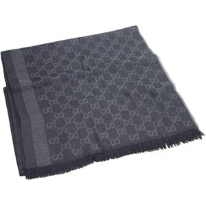 Gucci , Unisex Anthracite Gray Logo Scarf Wool and Silk ,Gray unisex, Sizes: ONE SIZE