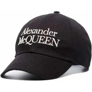 Alexander McQueen , Embroidered Logo Cotton Cap Black ,Black male, Sizes: L