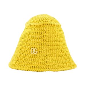 Dolce & Gabbana , Logo-Plaque Crochet Bucket Hat ,Yellow female, Sizes: L, S, M