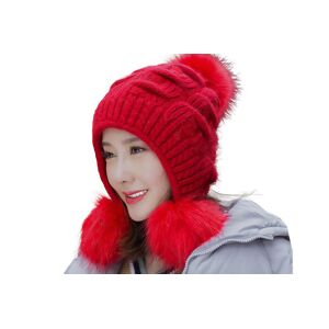 COMPANY BOOM LTD t/a Pollyjoy Women'S Warm Knitted Beanie Hat - In 6 Colours! - Red   Wowcher