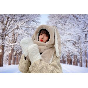 Magexic Rabbit Ear Hooded Scarf with Mittens