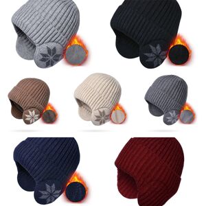 Benzbag Warm Knitted 2 In 1 Beanie And Ear Muffs In 7 Colours - Blue   Wowcher