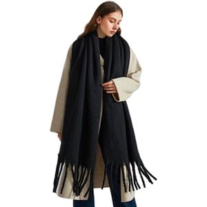 Affinity International Ltd Thick Chunky Winter Tassel Scarf In 3 Colour Options - White   Wowcher