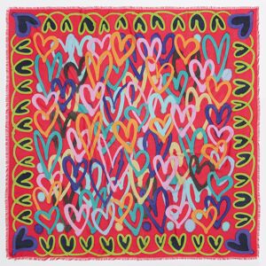 BIMBA Y LOLA Strawberry graffiti hearts shawl STRAWBERRY UN adult