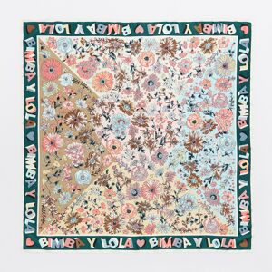 BIMBA Y LOLA Green logo frame floral scarf WATERGREEN UN adult