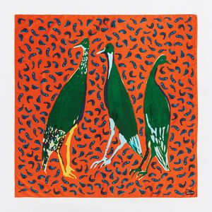 BIMBA Y LOLA Orange watercolor ducks and fish scarf ORANGE UN adult