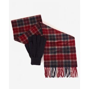 Barbour Tartan Mens Scarf &amp; Glove Gift Set  - Cranberry - One Size - male