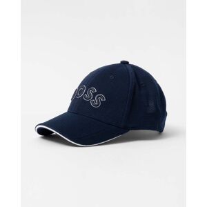 Boss Green Cap-US Mens Logo-Embroidered Cap in Woven Pique NOS  - Dark Blue 402 - One Size - male