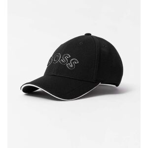 Boss Green Cap-US Mens Logo-Embroidered Cap in Woven Pique NOS  - Black 001 - One Size - male