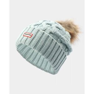 Hunter Unisex Cable Knit Beanie With Pom  - Shifting Blue - One Size - female