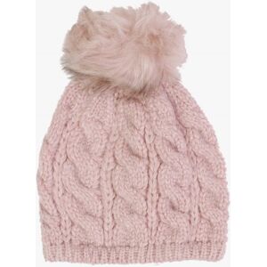 DANIEL Pink Cable Knit Pom Pom Hat Size: One Size, Colour: Pink Fabric - female