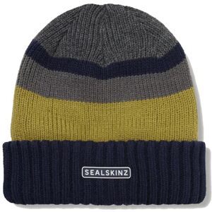 Sealskinz Cromer Waterproof Cold Weather Roll Cuff Striped Beanie - Navy / Green / Grey / Large / XLarge