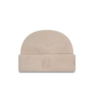 newera New York Yankees Borg Light Beige Womens Cuff Knit Beanie Hat - Cream - Size: Osfm - female