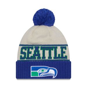 newera Seattle Seahawks NFL Sideline 2023 Blue Bobble Knit Beanie Hat - Blue - Size: Osfm - male
