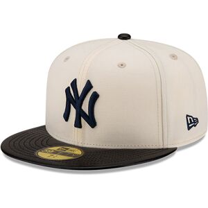 newera New York Yankees Leather Visor Chome White 59FIFTY Fitted Cap - White - Size: 7 3/4 - male