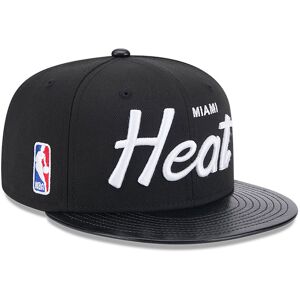 newera Miami Heat Faux Leather Visor Black 9FIFTY Snapback Cap - Black - Size: Osfm - male