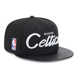 newera Boston Celtics Faux Leather Visor Black 9FIFTY Snapback Cap - Black - Size: Osfm - male