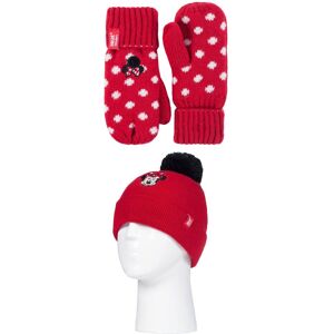 Kids 1 Pack SOCKSHOP Heat Holders Disney Minnie Mouse Hat & Mittens Red 3-6 Years  - Red - Size: 3-6 Years