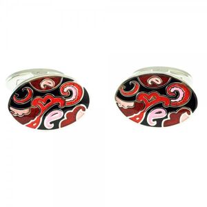 Black, Red & Pink Paisley Cufflinks