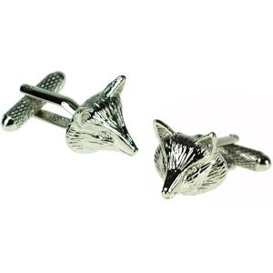 Fox Head Rhodium Plated Cufflinks