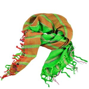 Green & Red & Silver lurex Striped Square Scarf