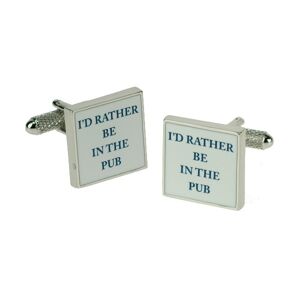 I&apos;d Rather Be In The Pub Novelty Cufflinks