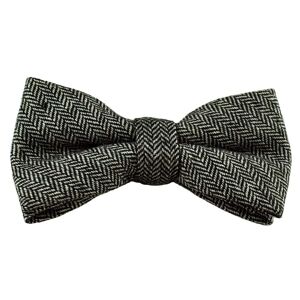 Light Grey Herringbone Wool Men&apos;s Bow Tie