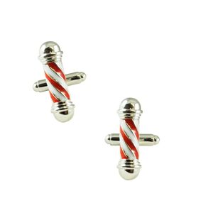 Red & White Barber&apos;s Pole Novelty Cufflinks