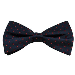 Navy Blue & Red Polka Dot Printed Silk Men&apos;s Bow Tie