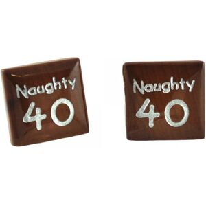 Wooden 40th Birthday Cufflinks - Naughty 40