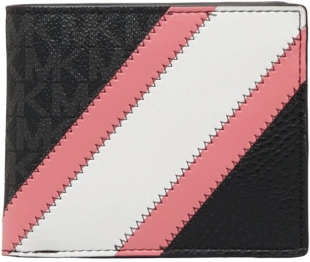 Michael Kors BLLFLD W COIN PKT MK Signature Bifold Wallet 36R3LCOF3U Black Multicolor PVC Leather Women's