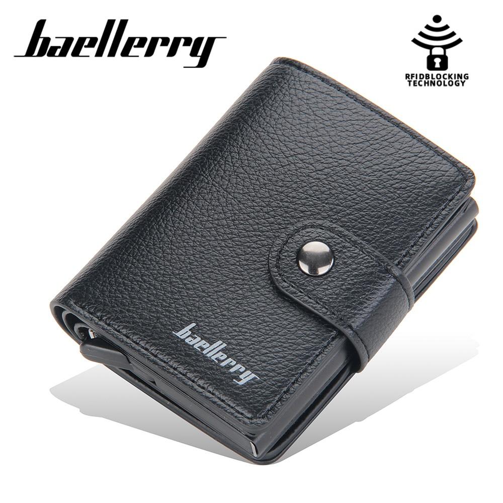 Baellerry RFID Wallet Men Aluminum Anti Theft Mini Card Holder Fashion Money Bag Business Purse Wallets