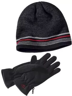 Atlas for Men Men's Warm Outdoor Hat + Gloves Set - Anthracite  - BLACK - Size: S