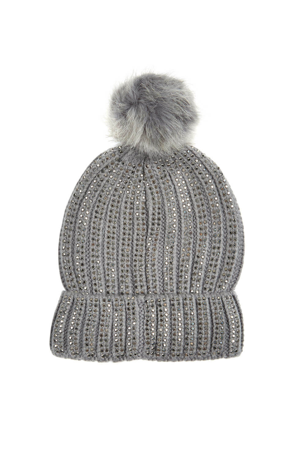 Roman Originals Rhinestone Embellished Pom Pom Hat