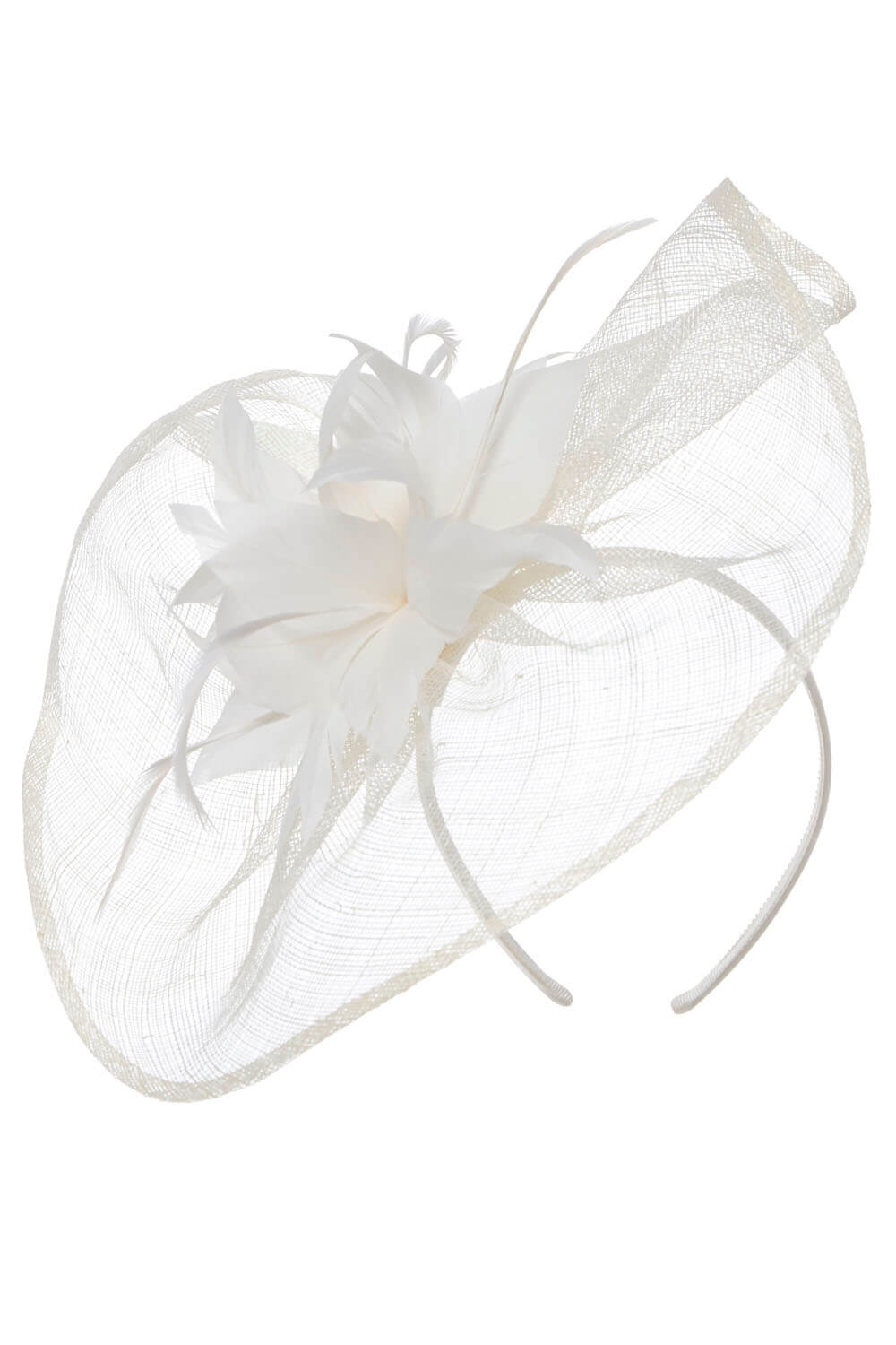 Roman Originals Floral Feather Veil Disc Fascinator