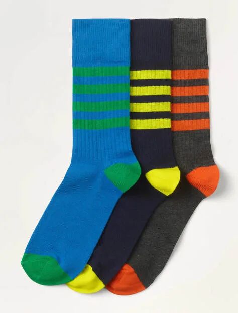 Boden Favourite Ribbed Socks Trio Stripe Pack Men Boden Cotton Size: ONE