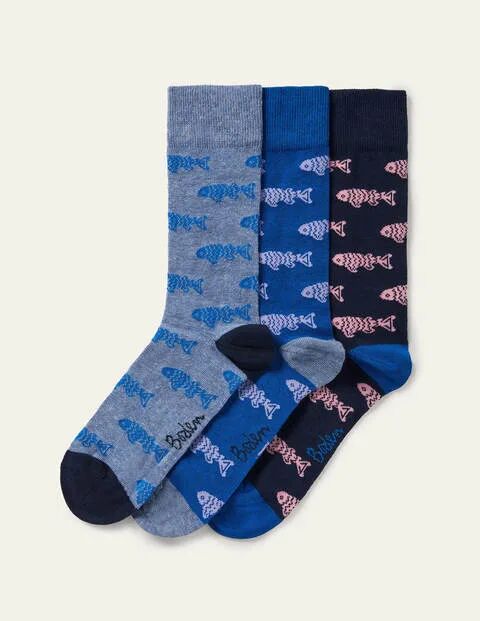 Boden Favourite Socks Fish Multi Pack Men Boden  Size: ONE