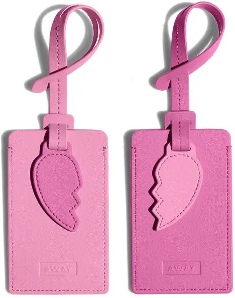 Away The Luggage Tag & Charm Duo in Pink Hearts (Set of 2)