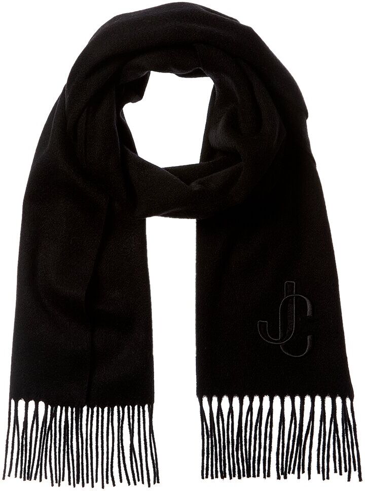 Jimmy Choo JC Monogram Cashmere Scarf Black NoSize