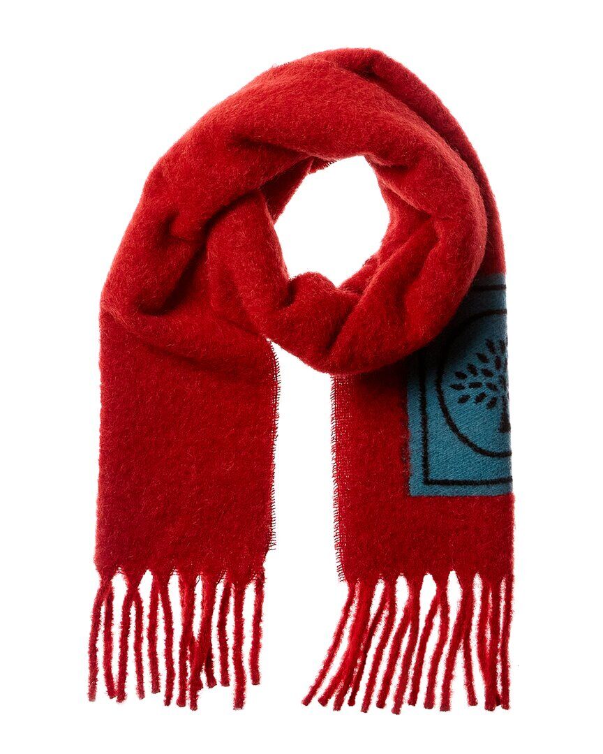 Mulberry Logo Patch Solid Alpaca, Mohair & Wool-Blend Scarf Red NoSize