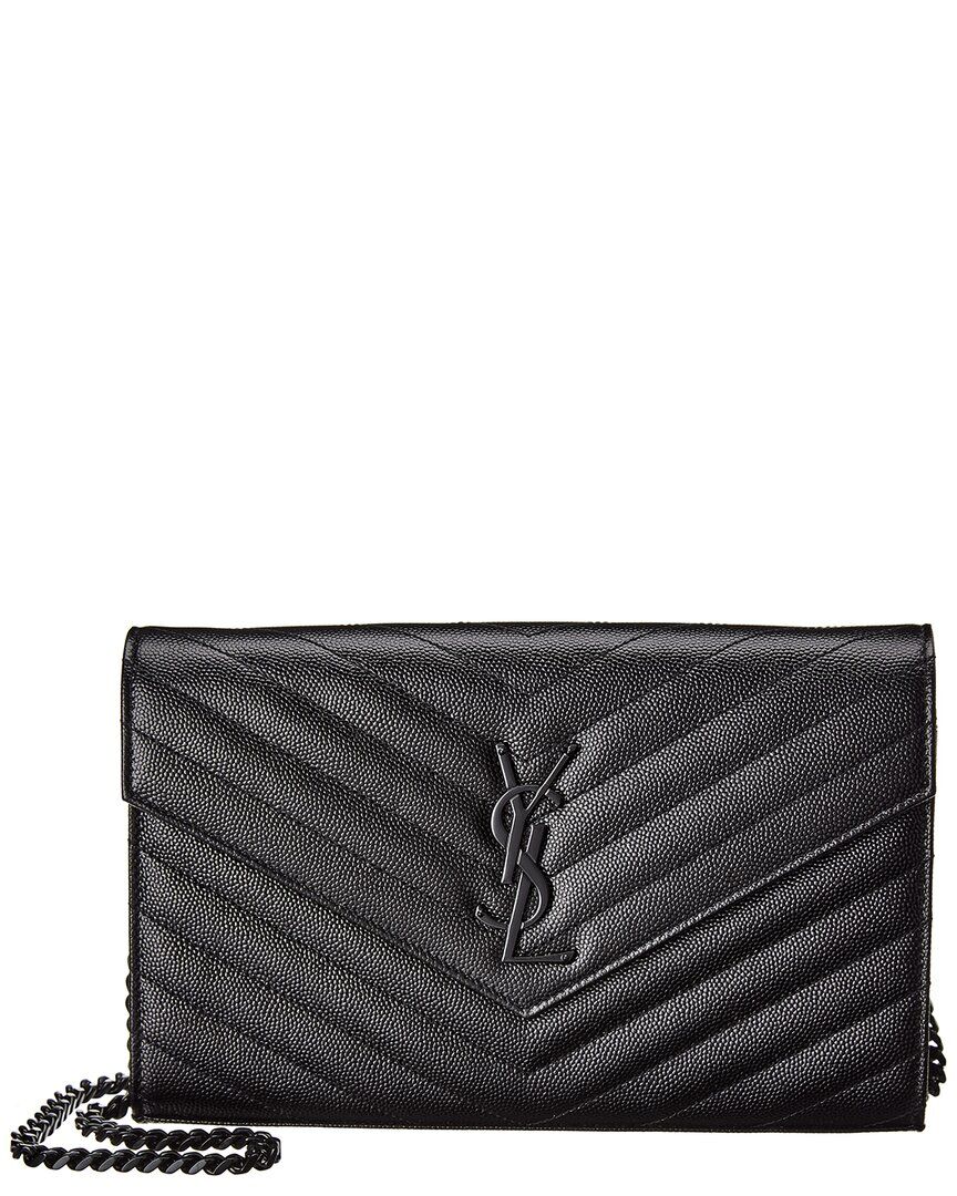 Saint Laurent Monogram Matelasse Leather Wallet On Chain Black os